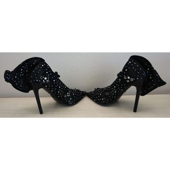Azalea Wang Women's Sz 7 Black Marlowe Embellished Pointed Toe Bootie - Picture 10 of 13